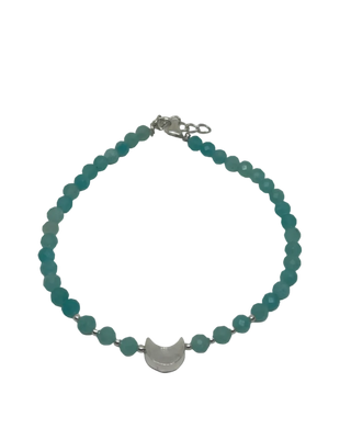 Amazonitt armbånd med sølvbelagt måne