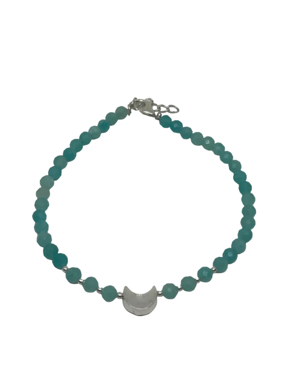 Amazonitt armbånd med sølvbelagt måne