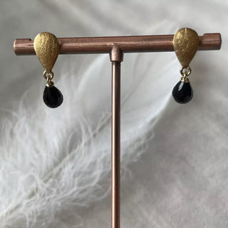 Sort Turmalin Øredobber Fasettert Gullbelagt