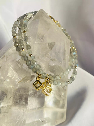 Labradoritt Krystallarmbånd Fasettert