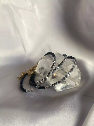 Hematitt Obsidian Krystallarmbånd Fasettert