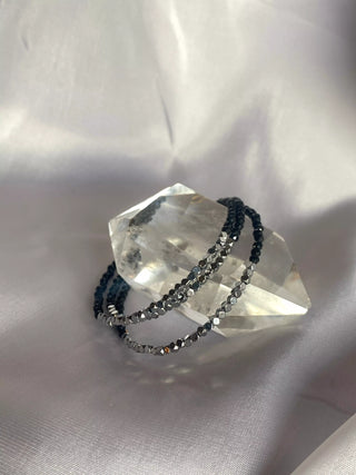 Hematitt Obsidian Krystallarmbånd Fasettert