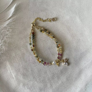 Blandet Krystall Krystallarmbånd med Perle og Kolibri