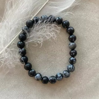 Sort Obsidian Snøfnugg Armbånd Armbånd Sort Obsidian Snøfnugg - 8mm M/L