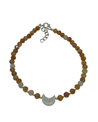 Karneol armbånd med sølvbelagt måne