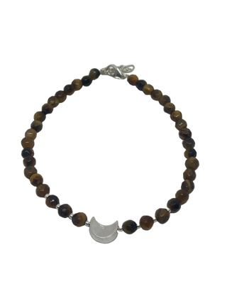 Tigerøye armbånd med sølvbelagt måne