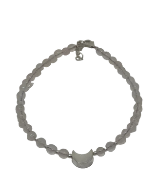 Rosenkvarts armbånd med sølvbelagt måne