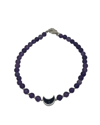 Ametyst armbånd med sølvbelagt måne