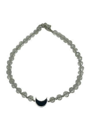Bergkrystall armbånd med sølvbelagt måne