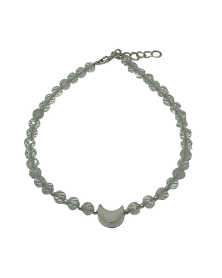 Bergkrystall armbånd med sølvbelagt måne