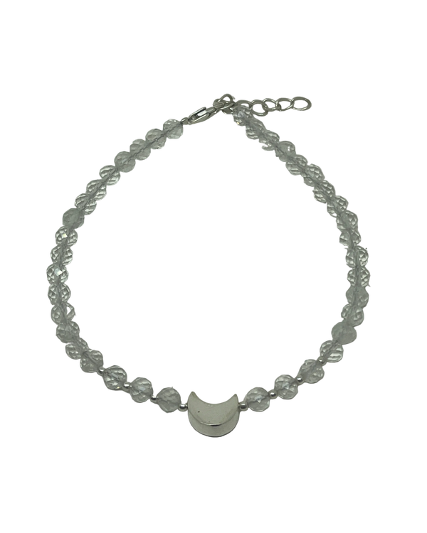 Bergkrystall armbånd med sølvbelagt måne