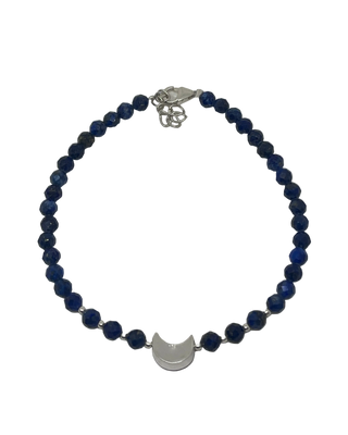 Lapis Lazuli armbånd med sølvbelagt måne