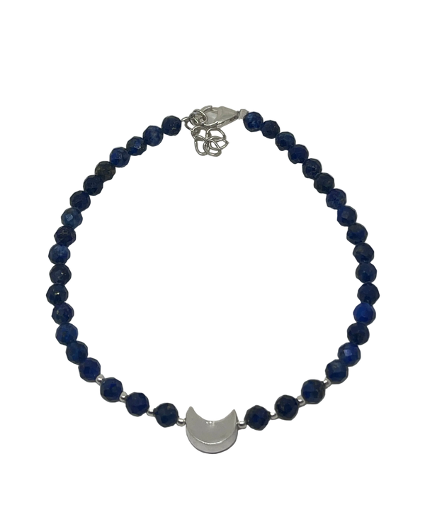 Lapis Lazuli armbånd med sølvbelagt måne