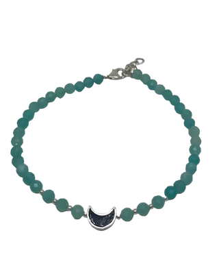Amazonitt armbånd med sølvbelagt måne