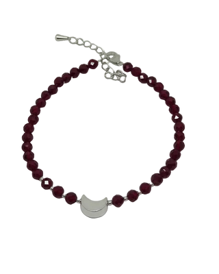 Granat armbånd med sølvbelagt måne