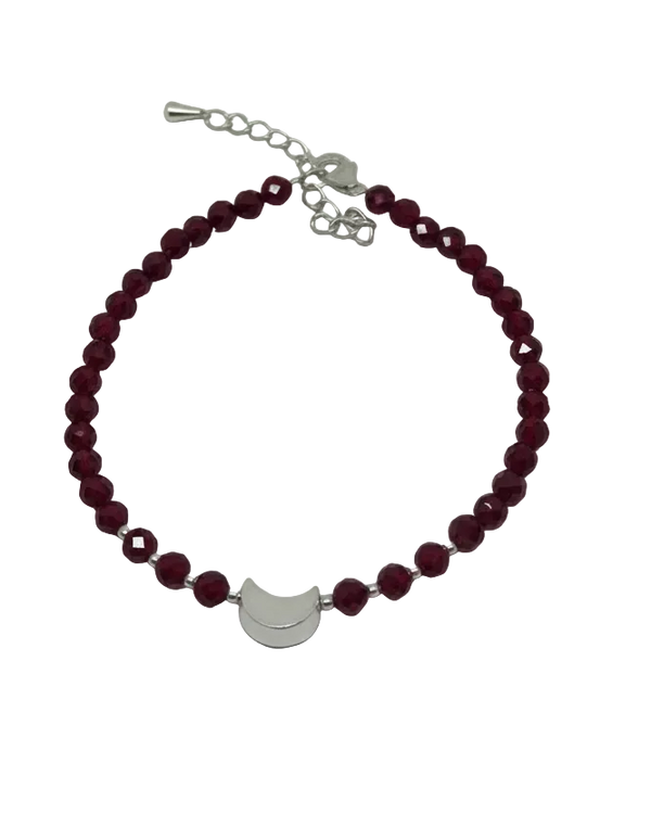 Granat armbånd med sølvbelagt måne