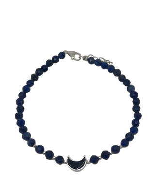 Lapis Lazuli armbånd med sølvbelagt måne