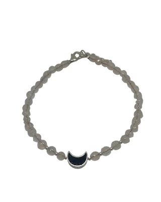 Rosenkvarts armbånd med sølvbelagt måne