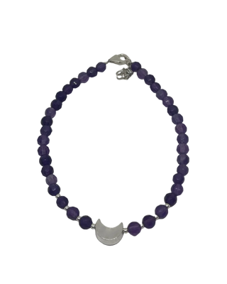 Ametyst armbånd med sølvbelagt måne