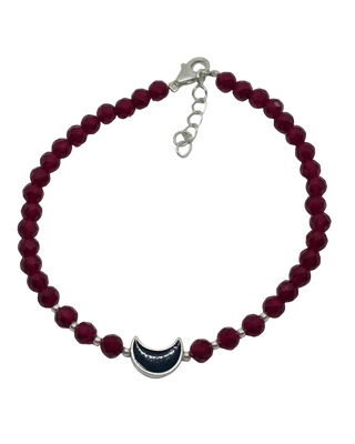 Granat armbånd med sølvbelagt måne
