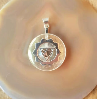 Solarplexus Chakra Feste i Sølv til Krystallskive