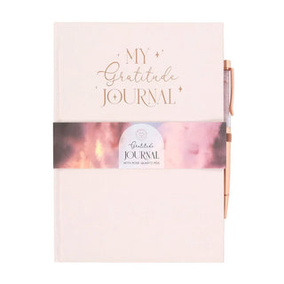 Notatbok Gratitude Journal med Rosenkvartspenn