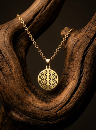 Flower of Life Anheng i Gullbelagt Sølv